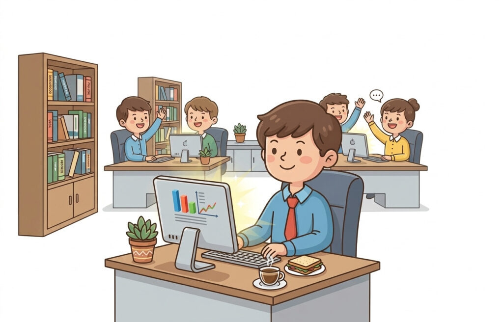 Representación visual de un entorno de trabajo corporativo y vida profesional en la oficina